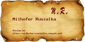 Milhofer Ruszalka névjegykártya